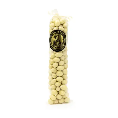 Cacahuete bañado en chocolate blanco